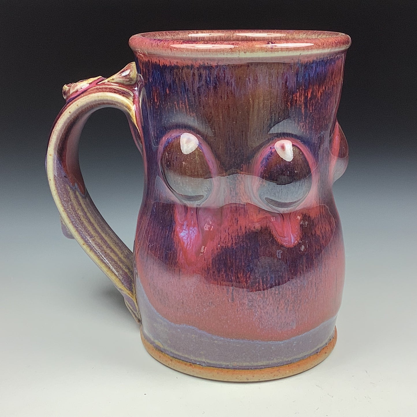 Handmade ceramic mugs stoneware coffee mugs pottery tea mugs stoneware drinkware - Red purple bump - item 3480