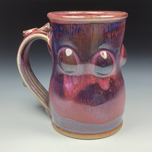 Handmade ceramic mugs stoneware coffee mugs pottery tea mugs stoneware drinkware - Red purple bump - item 3480