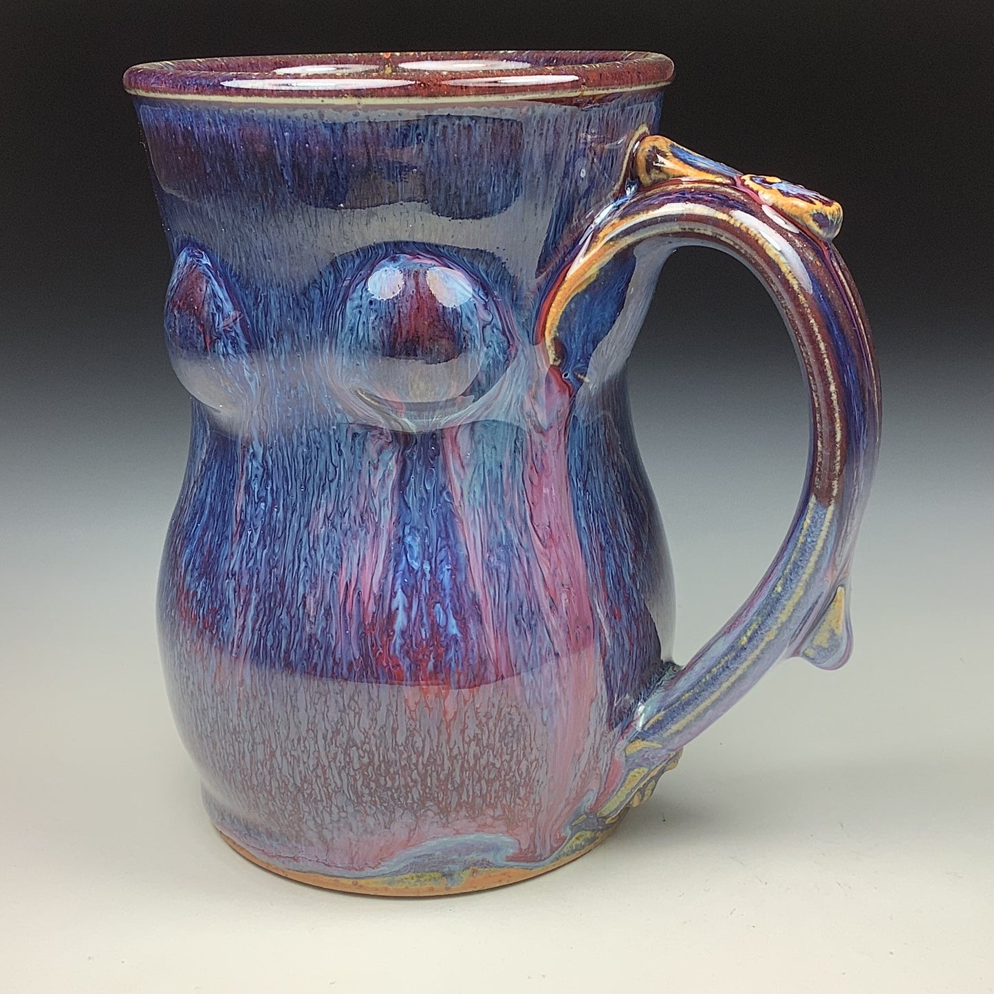 Handmade ceramic mugs stoneware coffee mugs pottery tea mugs stoneware drinkware - Deep purple bump - item 3494