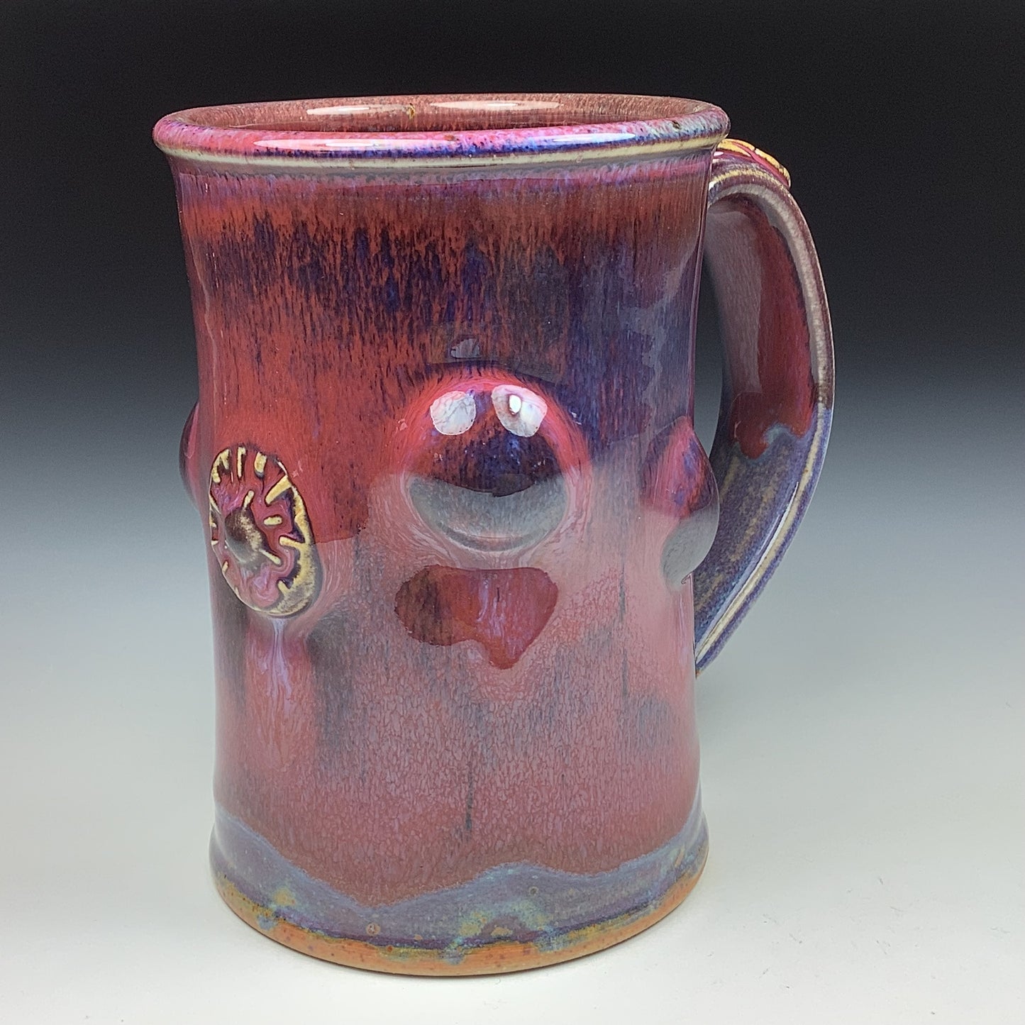 Handmade ceramic mugs stoneware coffee mugs pottery tea mugs stoneware drinkware - Red bump - item 3486