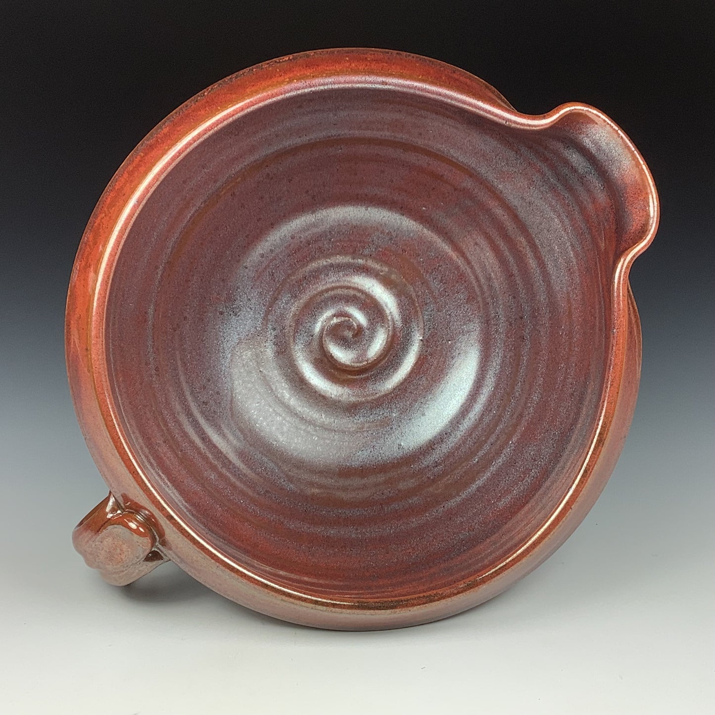 Handmade ceramic stoneware batter bowl - Iron red slip-dotted - item 3548