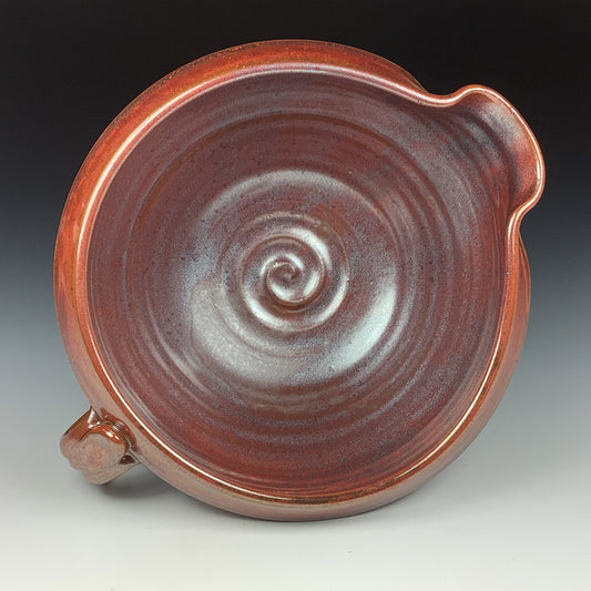 Handmade ceramic stoneware batter bowl - Iron red slip-dotted - item 3548