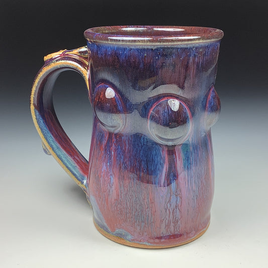Handmade ceramic mugs stoneware coffee mugs pottery tea mugs stoneware drinkware - Red purple bump - item 3492