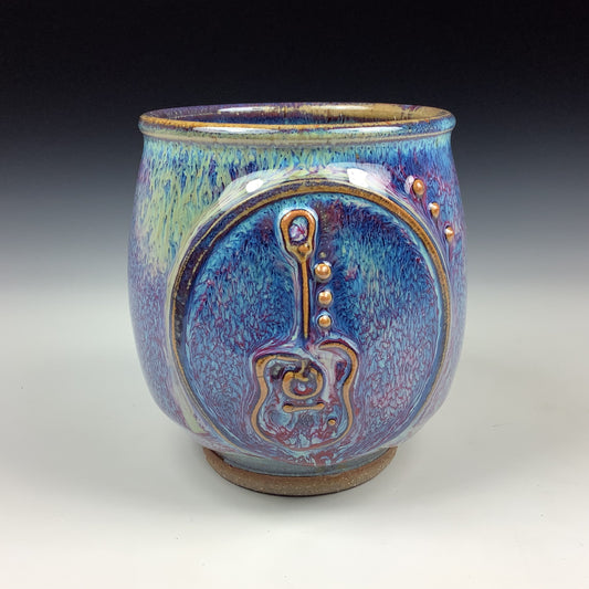 Artisan teacups luxury tea sets vintage ceramic teacups handmade stoneware pottery cup - Purple guitar - item 2946