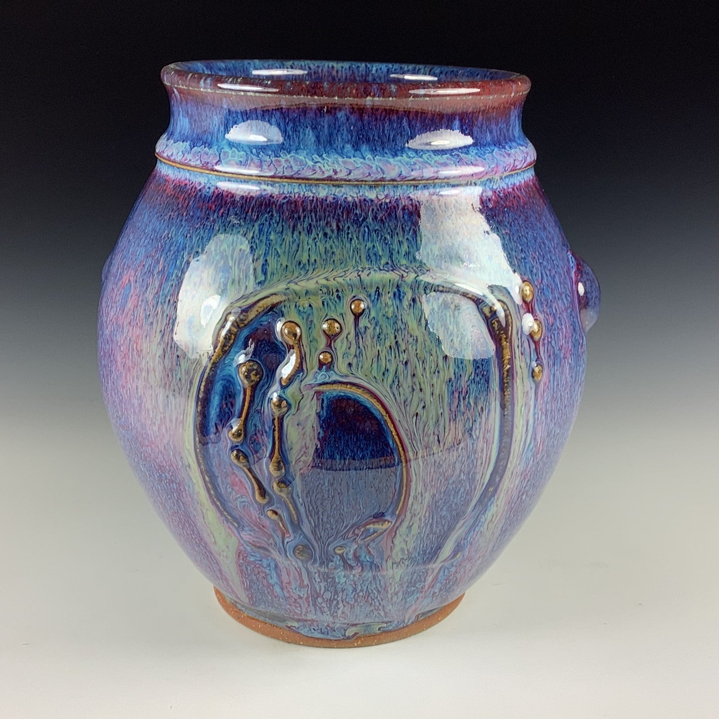 Decorative pottery vases utensil holder crock rustic clay vases artistic luxury handmade vases artistic centerpieces dinnerware stoneware- Purple bamboo bump - item 3130