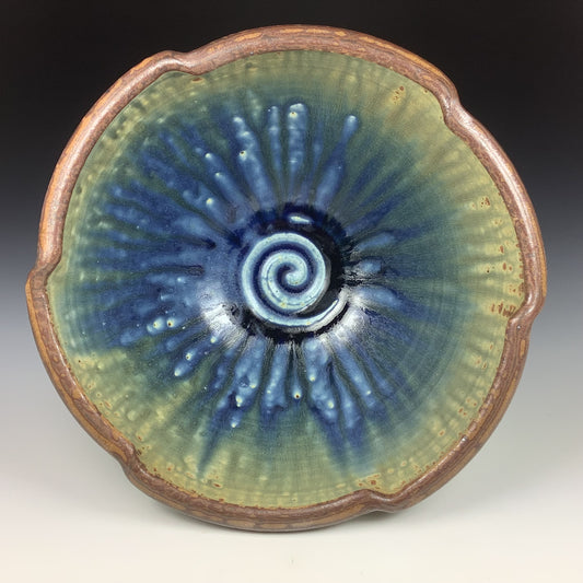 Handmade ceramic artisanal pottery bowls dinnerware stoneware serving bowls centerpiece - Ash blue - item 3559