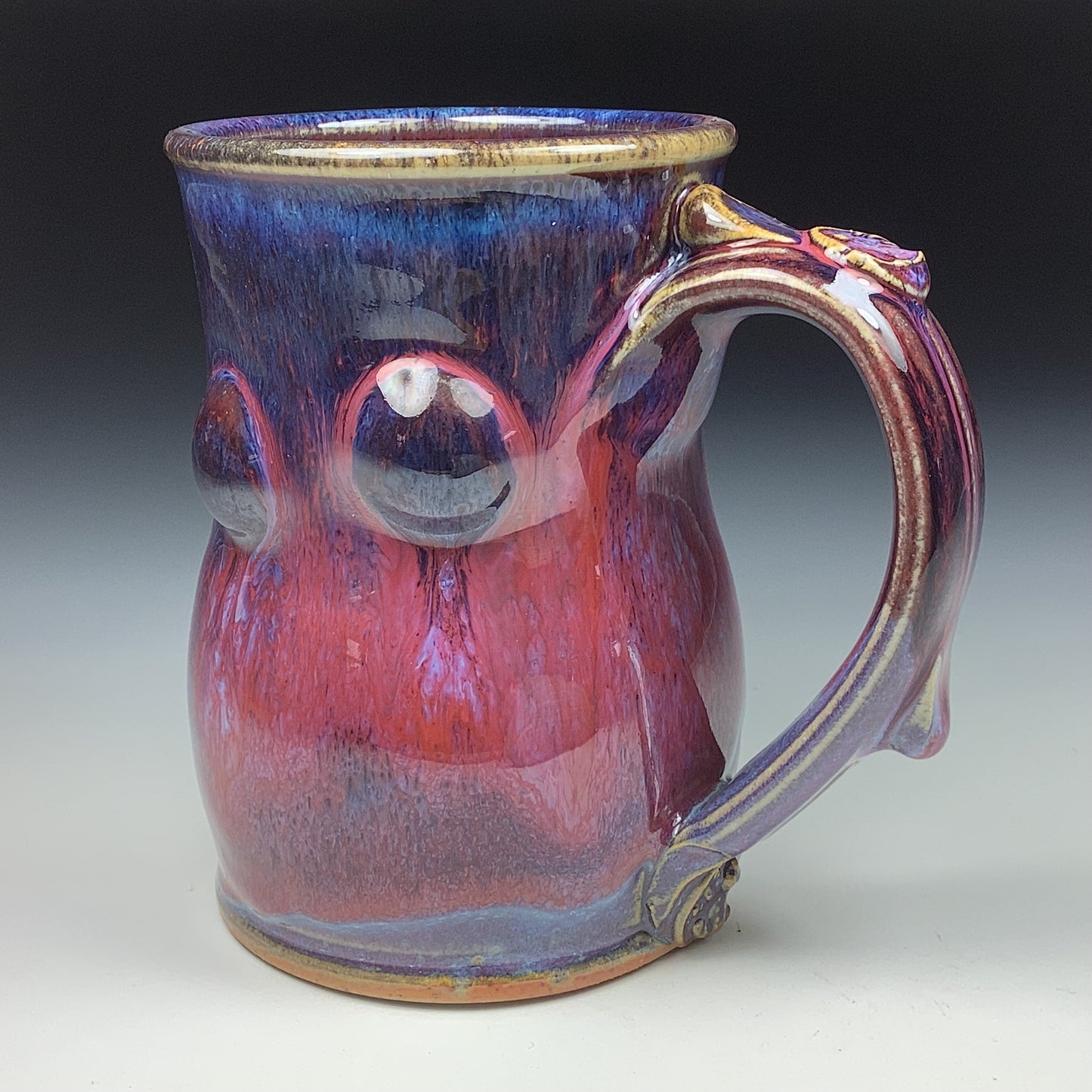 Handmade ceramic mugs stoneware coffee mugs pottery tea mugs stoneware drinkware - Purple red bump - item 3489