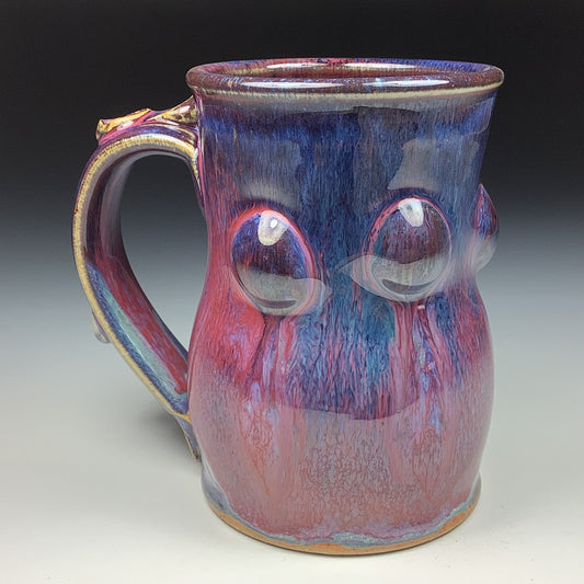 Handmade ceramic mugs stoneware coffee mugs pottery tea mugs stoneware drinkware - Purple red bump - item 3489