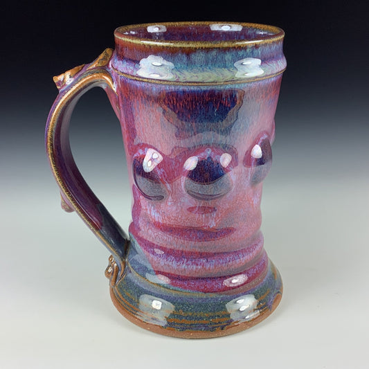 Handmade ceramic mugs stoneware coffee mugs pottery tea mugs cup stoneware drinkware - Purple wiggle base bump - item 3254