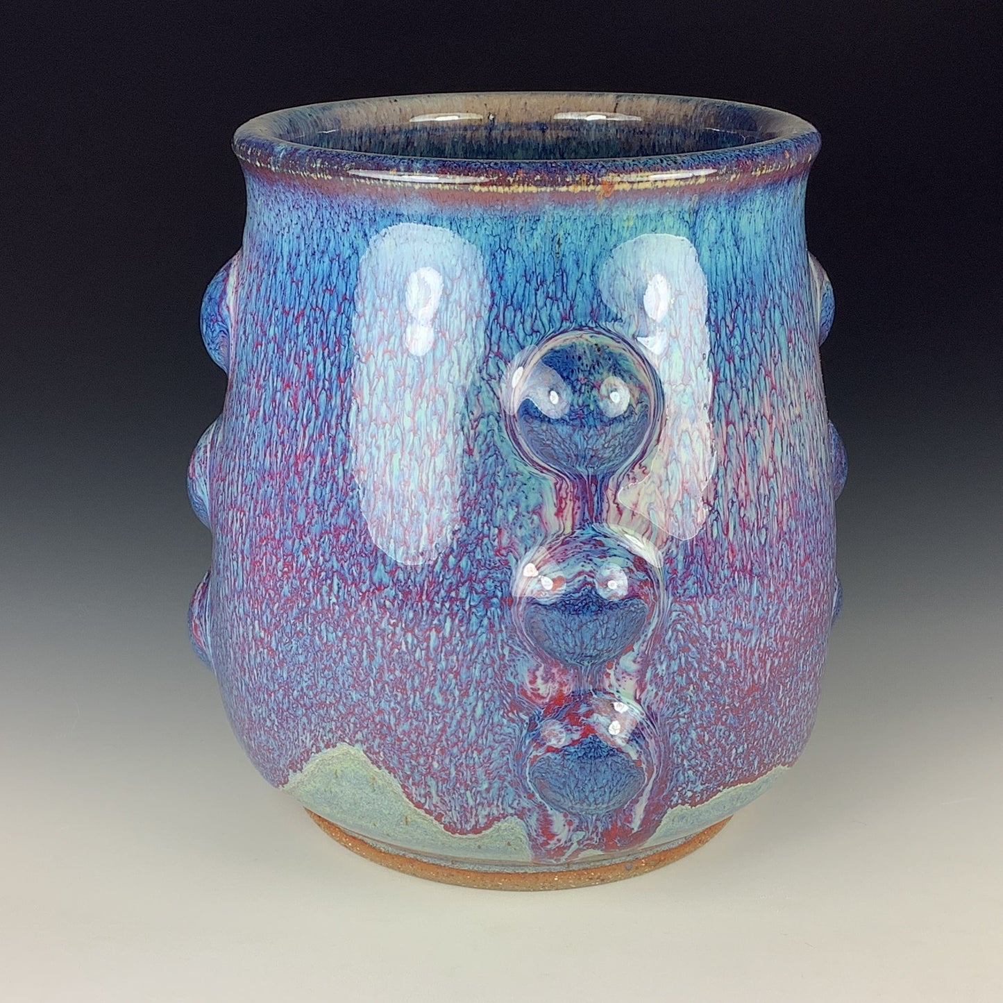 Decorative pottery vases utensil holder crock rustic clay vases artistic luxury handmade vases artistic centerpieces dinnerware stoneware- Purple bump  - item 2611