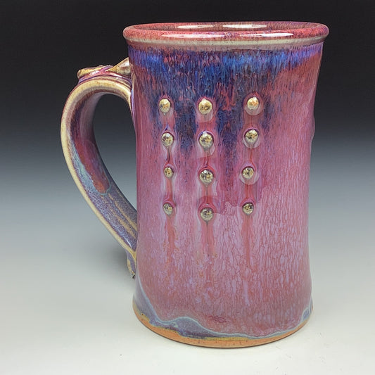 Handmade ceramic mugs stoneware coffee mugs pottery tea mugs stoneware drinkware - Purple slip-dotted bump - item 3475