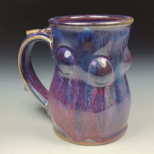 Handmade ceramic mugs stoneware coffee mugs pottery tea mugs stoneware drinkware - Dark purple bump - item 3472