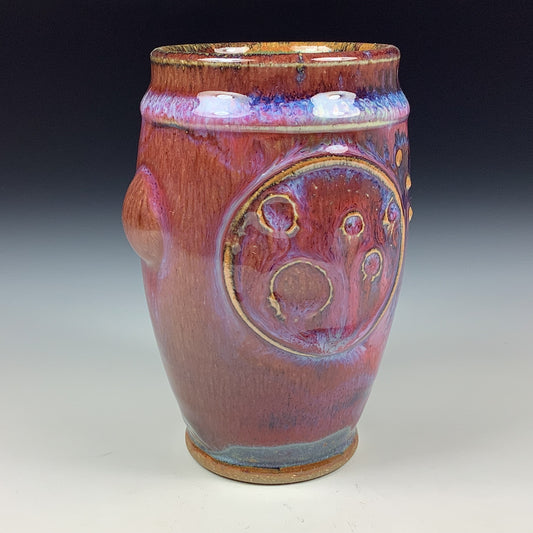 Handmade stoneware small pottery cup dinnerware - Red moon bump - item 3370