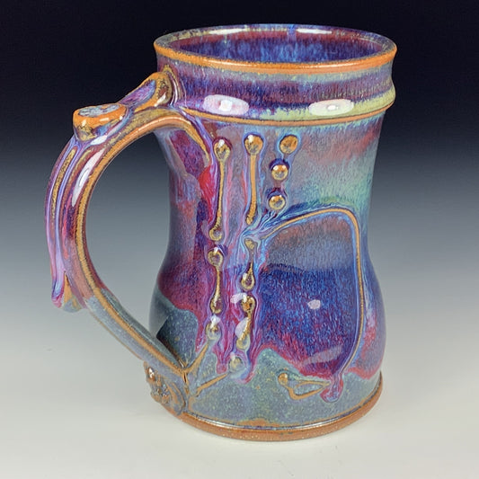 Handmade ceramic mugs stoneware coffee mugs pottery tea mugs cup stoneware drinkware - Purple red bamboo - item 3452