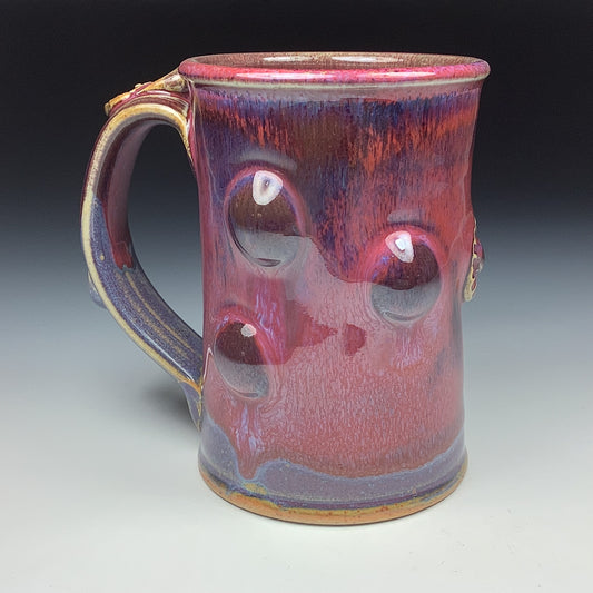 Handmade ceramic mugs stoneware coffee mugs pottery tea mugs stoneware drinkware - Red bump - item 3486