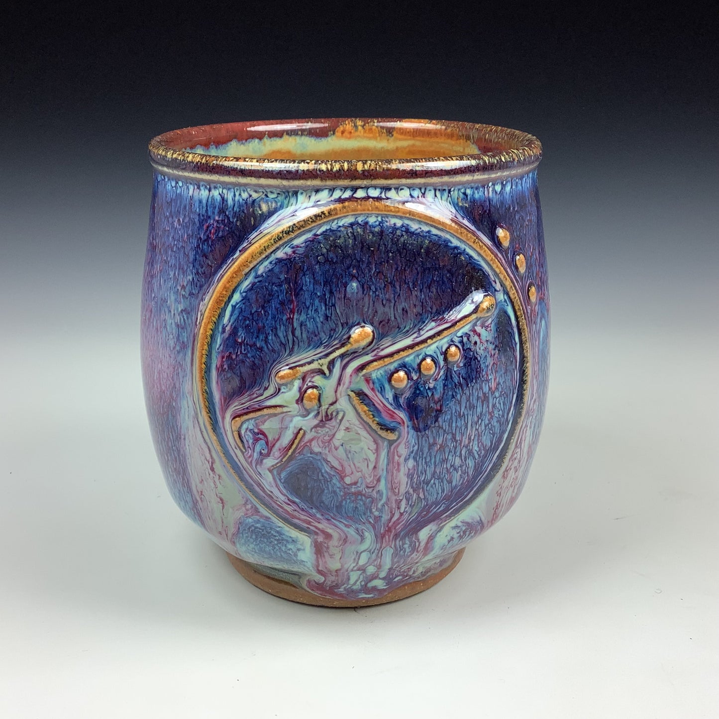 Artisan teacups luxury tea sets vintage ceramic teacups handmade stoneware pottery cup - Purple gun - item 2941