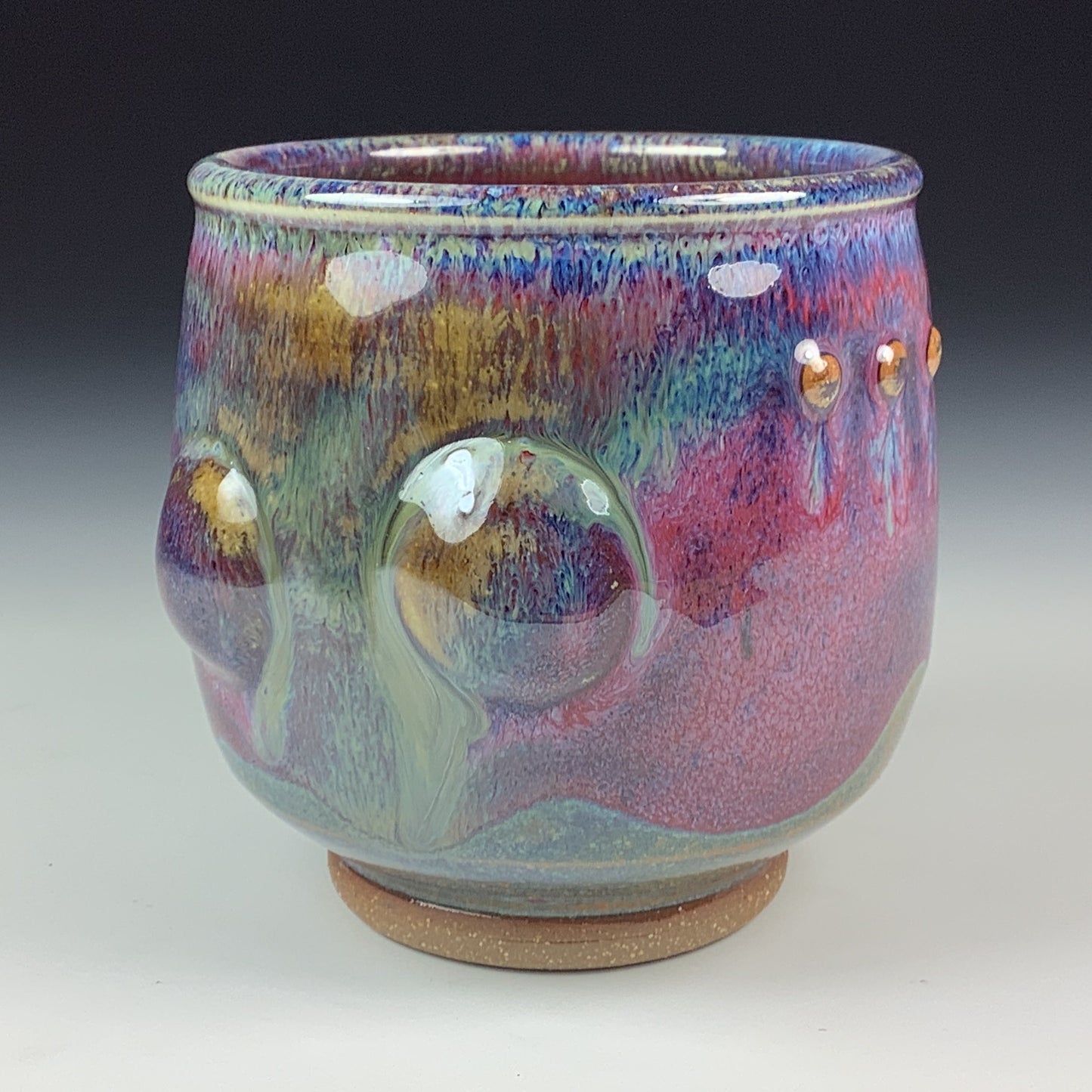 Artisan teacups luxury tea sets vintage ceramic teacups handmade stoneware pottery cup- Purple red bump - item 2041