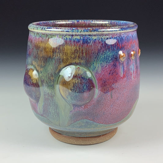 Artisan teacups luxury tea sets vintage ceramic teacups handmade stoneware pottery cup- Purple red bump - item 2041