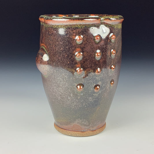 Handmade stoneware small pottery cup dinnerware - Iron red slip dotted bump - item 3347