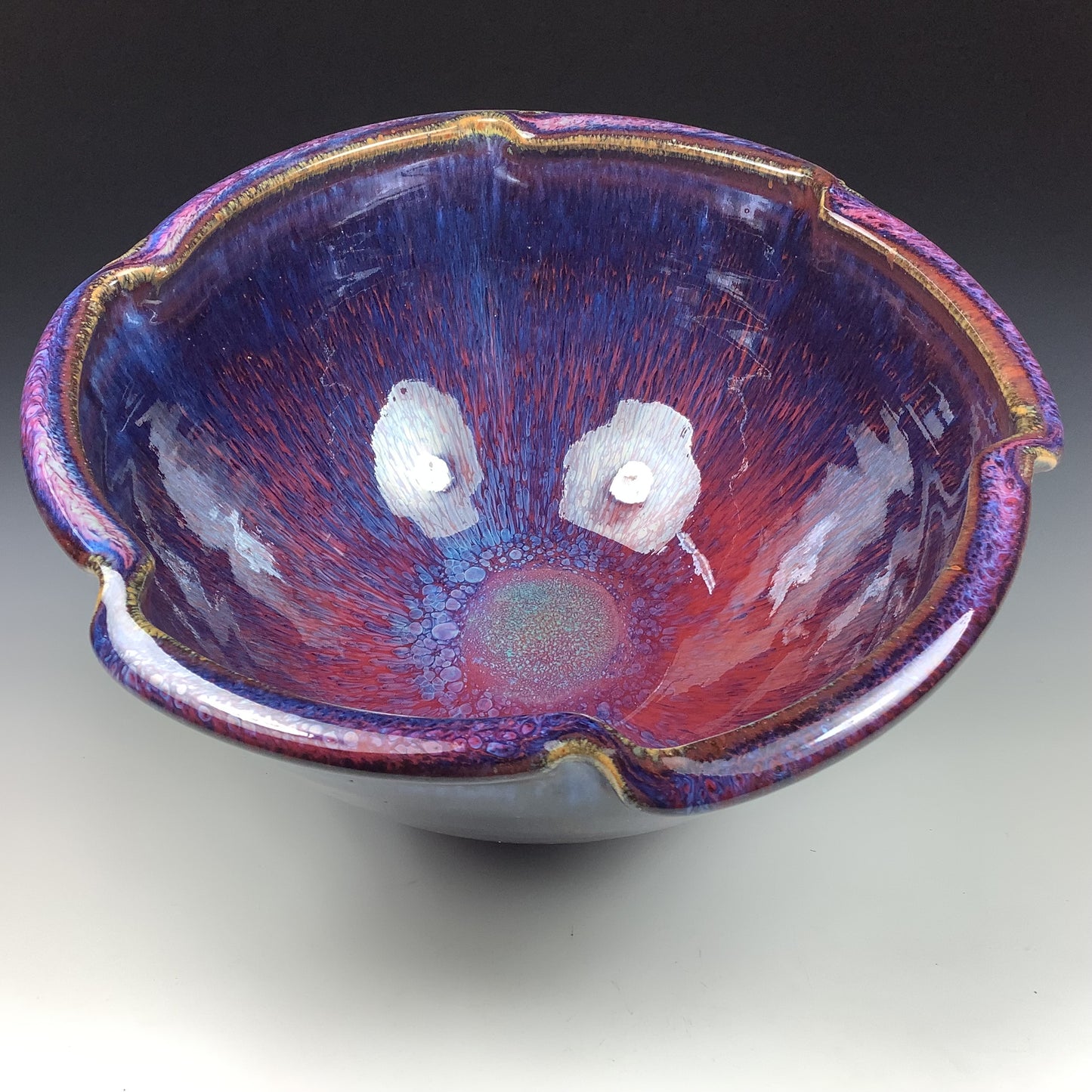 Handmade ceramic artisanal pottery bowls dinnerware stoneware serving bowls centerpiece - Red purple  item 3556