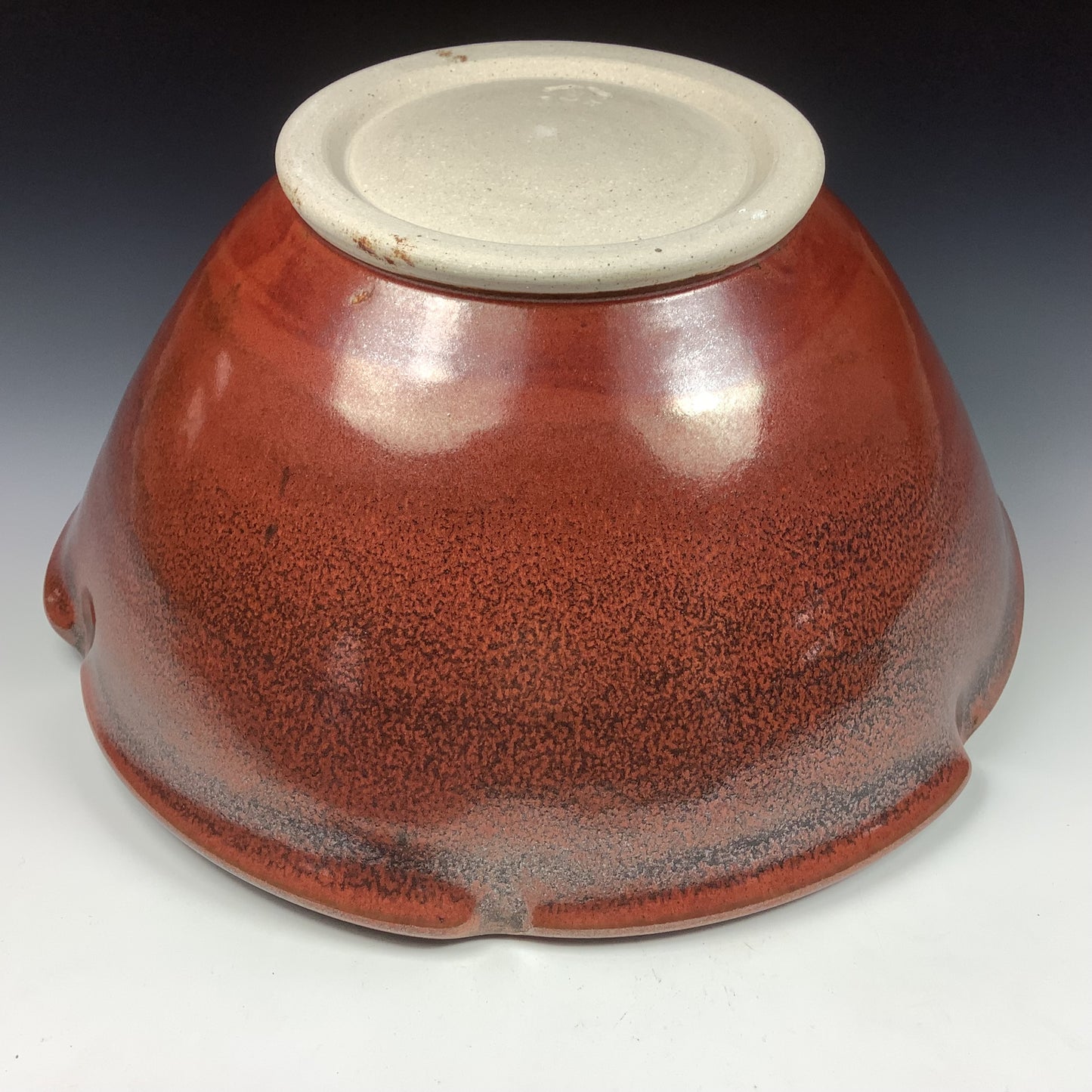 Handmade ceramic artisanal pottery bowls dinnerware stoneware serving bowls centerpiece - Iron red - item 3558