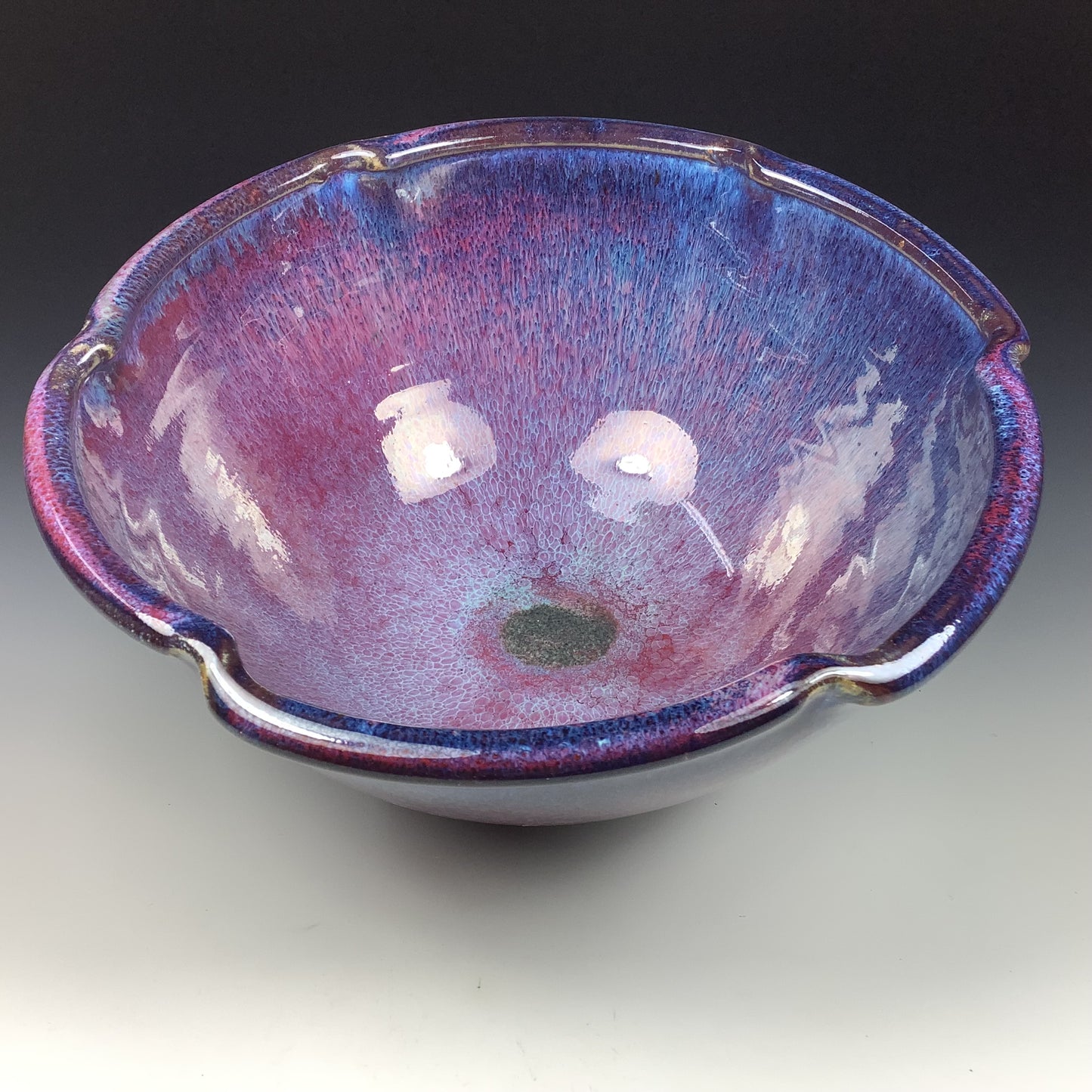 Handmade ceramic artisanal pottery bowls dinnerware stoneware serving bowls centerpiece - Red purple - item 3557