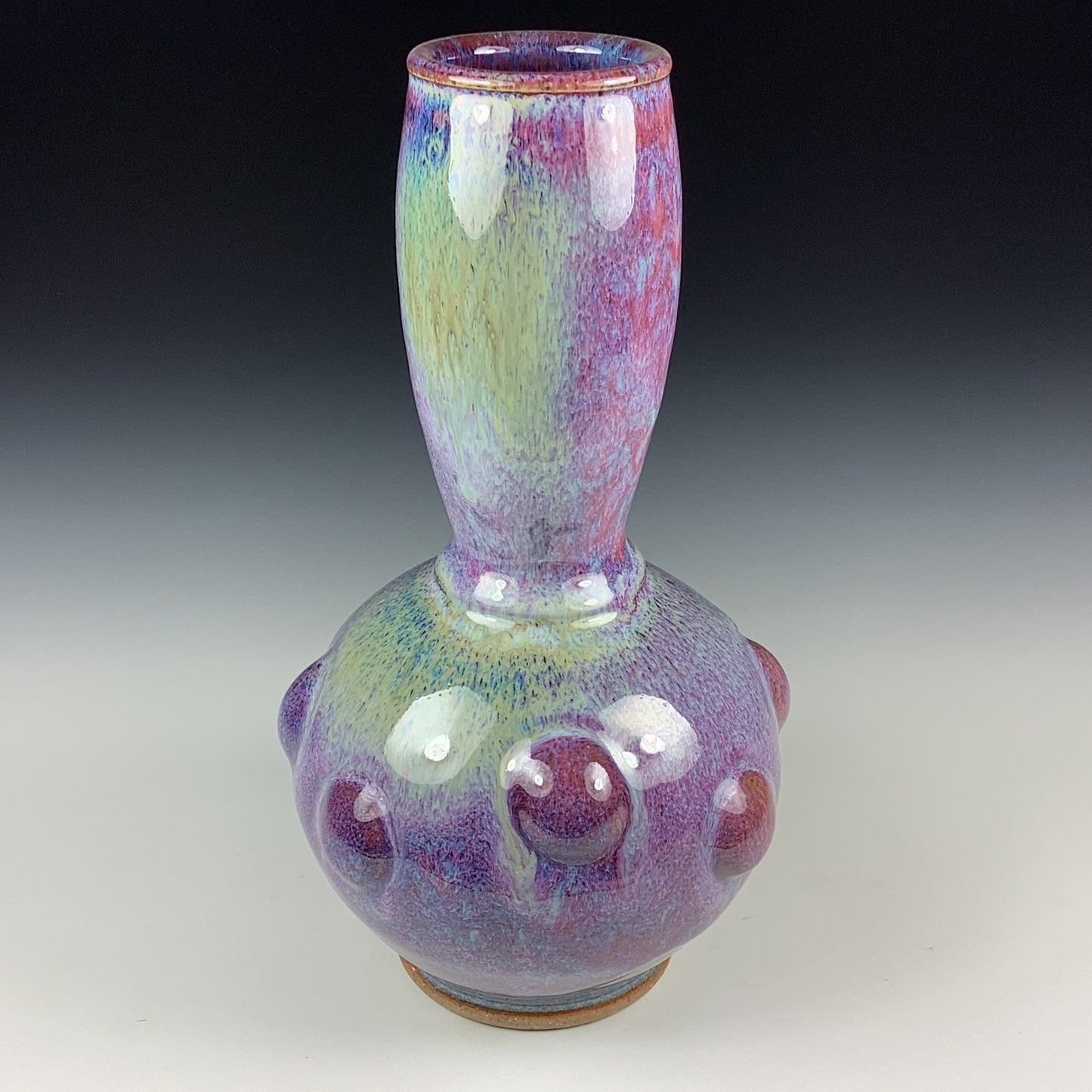 Handmade ceramic stoneware pottery dinnerware centerpiece vase - Purple bumpy hour glass shaped vase  (handmade ceramic stoneware pottery)- item 2662