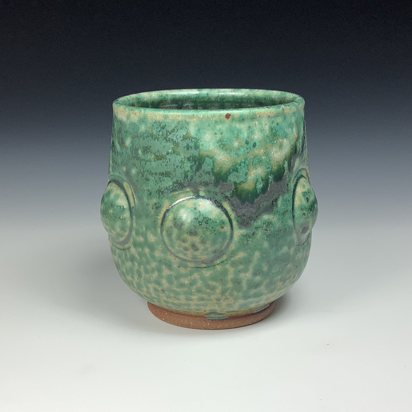 Artisan teacups luxury tea sets vintage ceramic teacups handmade stoneware pottery cup- Green bump - item 1077