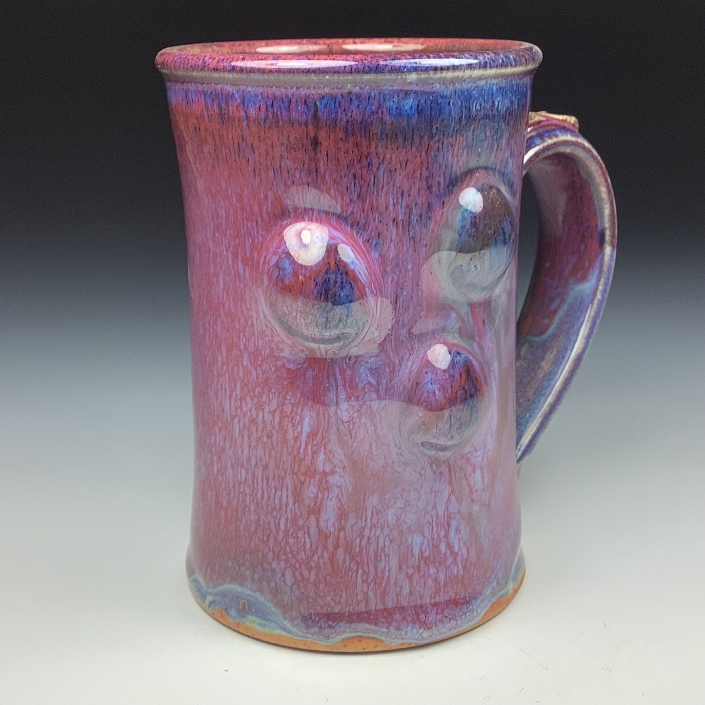 Handmade ceramic mugs stoneware coffee mugs pottery tea mugs stoneware drinkware - Purple slip-dotted bump - item 3475