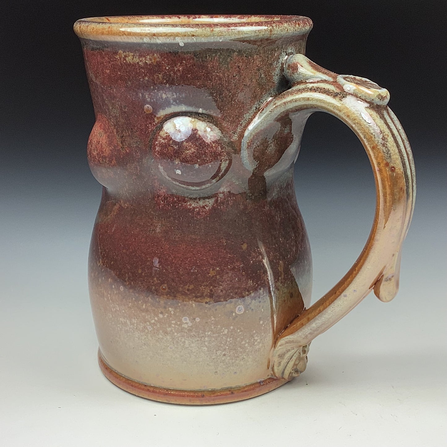 Handmade ceramic mugs stoneware coffee mugs pottery tea mugs stoneware drinkware - Orange shino bump - item 3477